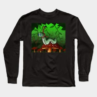 Two Best Friends, a caterpillar and a worm on a mushroom fantasy Long Sleeve T-Shirt